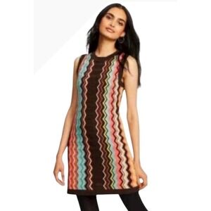 Missoni for Target Dress Women Small Brown Sleeveless Chevron Knit Mini Preppy